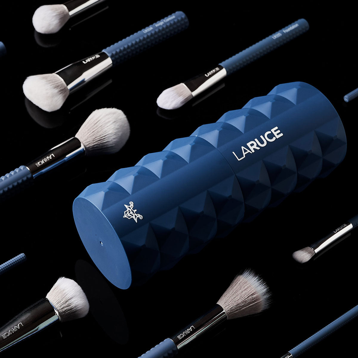 LARUCE Rennie 14-Piece Professional Makeup Brush Set in Denim Collage